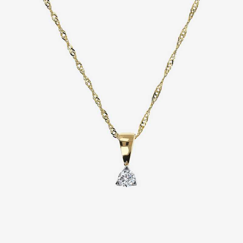 375 Gold Singapore Link Necklace with 0.08Ct Lab Grown Diamond