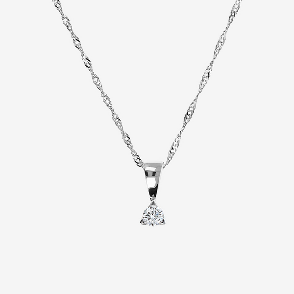 Collana Maglia Singapore Oro 375 con Diamante Lab Grown 0.08Ct