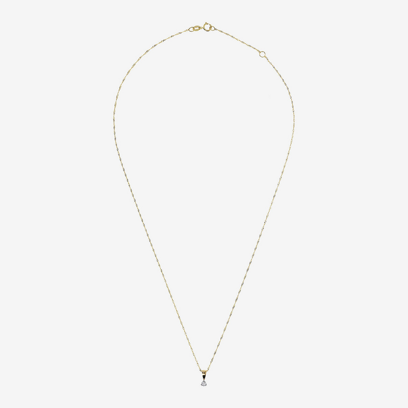 375 Gold Singapore Link Necklace with 0.08Ct Lab Grown Diamond