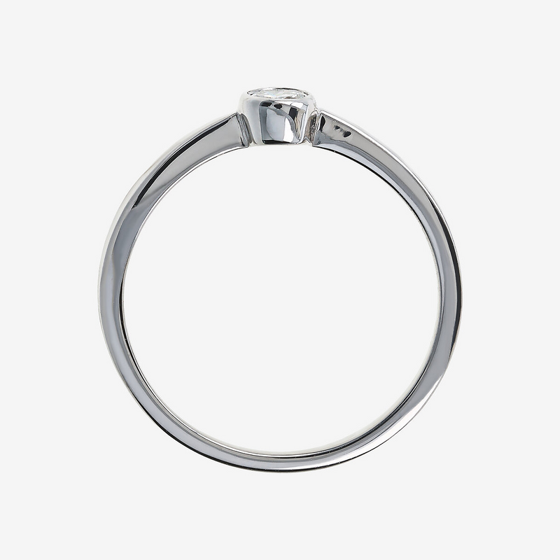 Bague solitaire en or blanc 375 avec diamant cultivé en laboratoire 0,153 ct