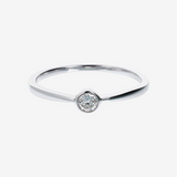 Bague solitaire en or blanc 375 avec diamant cultivé en laboratoire 0,153 ct