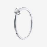 Bague solitaire en or blanc 375 avec diamant cultivé en laboratoire de 0,08 ct