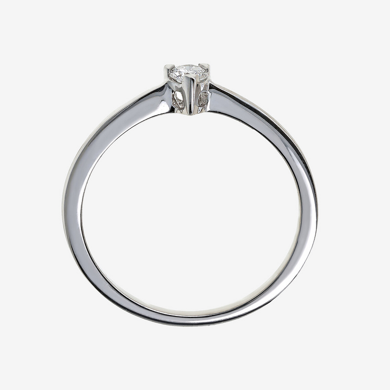 Bague solitaire en or blanc 375 avec diamant cultivé en laboratoire de 0,08 ct