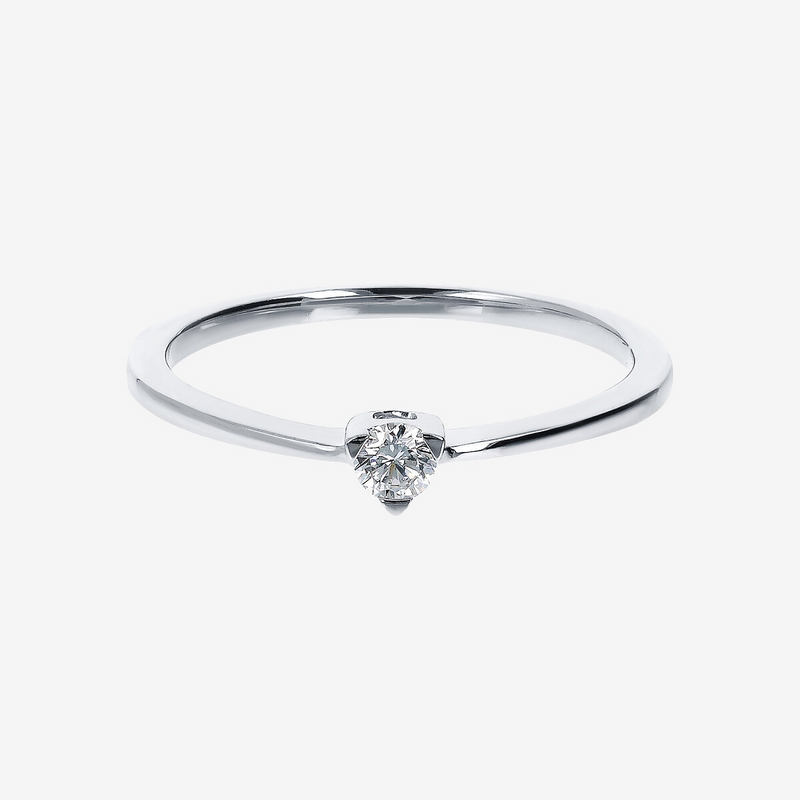 Bague solitaire en or blanc 375 avec diamant cultivé en laboratoire de 0,08 ct