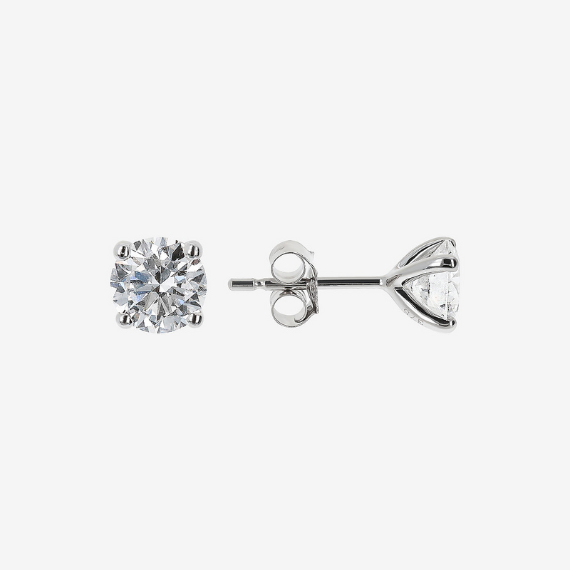 Orecchini Punto Luce Oro Bianco 375 con Diamanti Lab Grown 0.1Ct