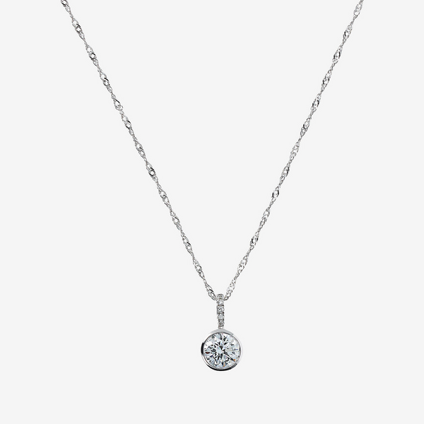 Collana Oro Bianco 375 con Diamante Lab Grown 0.52Ct