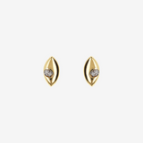 Boucles d'oreilles marquise en or jaune 375 avec diamants de laboratoire 0,018 ct