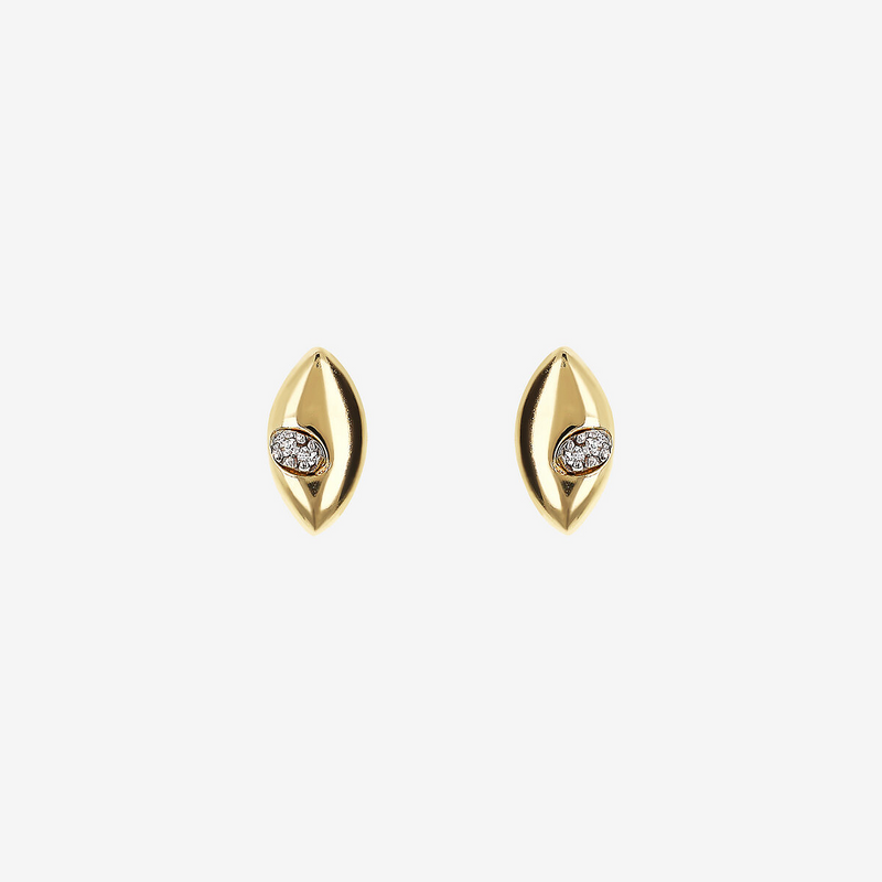 Boucles d'oreilles marquise en or jaune 375 avec diamants de laboratoire 0,018 ct