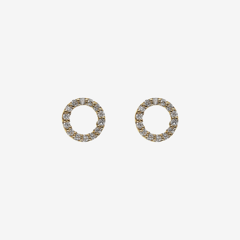 375 Yellow Gold Circle Lobe Earrings with Pavé Lab Grown Diamonds 0.168Ct