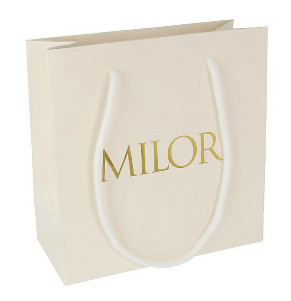 Sacchetto Regalo Milor - Bianco e Oro - 24.5x24.5x8 cm