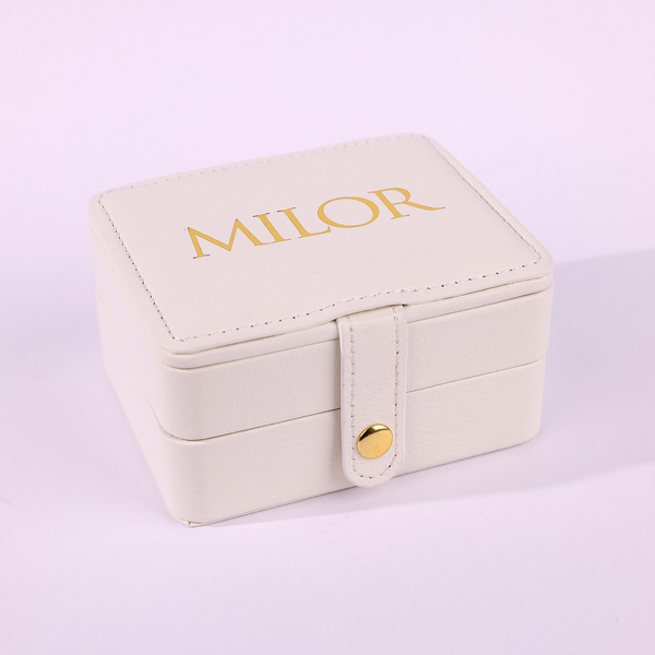 Milor Jewelery Box - White and Gold Faux Leather - 155x90x55