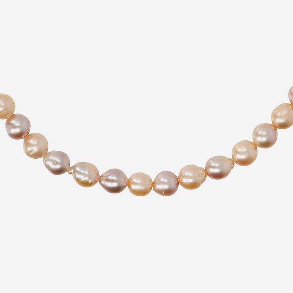 Necklace in 925 Sterling Silver 18Kt Rose Gold Plated with Mini Freshwater Multicolor Baroque Ming Pearls Ø 6/7 mm