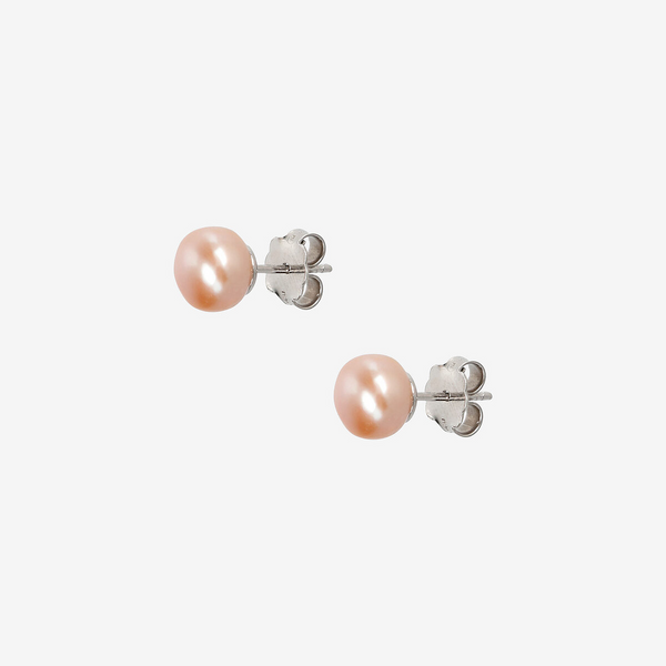 Earrings with Multicolor Freshwater Pearl Buttons Ø 7/7.5 mm Silver 925 plated 18Kt white gold