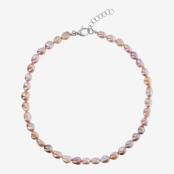 Collana Girocollo con Perle Barocche d'Acqua Dolce Multicolor Ø 7/8 mm