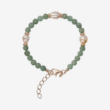 Bracelet with Green Quartzite and Pink Freshwater Baroque Pearls Ø 8/9 mm