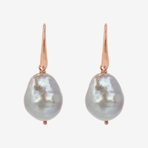 Pendant Earrings with Grey Freshwater Scaramazza Pearl Ø 17/18 mm