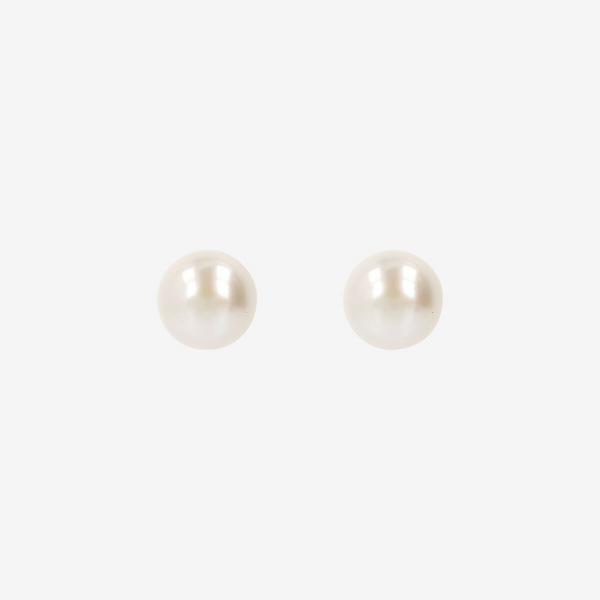 Earrings with White Freshwater Button Pearls Ø 12/13 mm