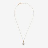 Yellow Gold Plated White Freshwater Ming Pearl Pendant Necklace