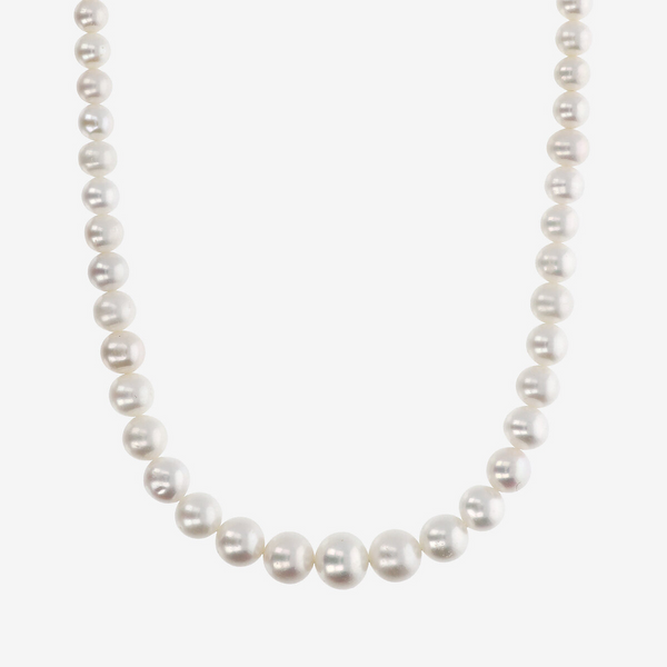 Collier ras du cou gradué avec perles d'eau douce blanches Ø 5/9,5 mm en argent 925 doré à l'or fin 18ct