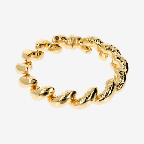 Bracciale Maglia San Marco Martellata in Argento 925 placcato Oro Giallo 18Kt