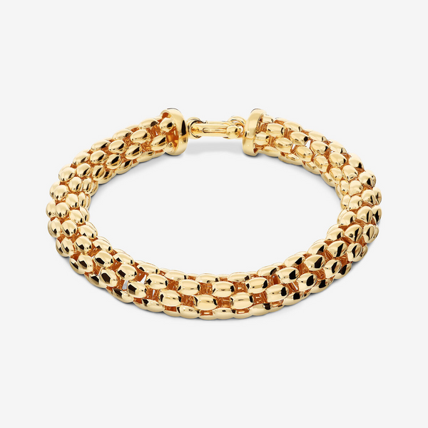 Bracciale Maxi Maglia Popcorn in Argento 925 placcato Oro Giallo 18Kt