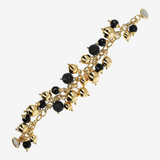 Bracciale in Argento 925 placcato Oro Giallo 18Kt con Charm in Spinello Nero e Bead Lucide