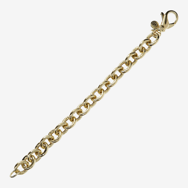 Hammered Oval Rolo Mesh Bracelet in 18Kt Yellow Gold Plated 925 Silver