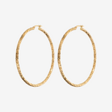 Hoop earrings in 18Kt yellow gold plated 925 silver with worked surface