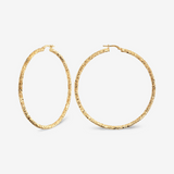 Hoop earrings in 18Kt yellow gold plated 925 silver with worked surface