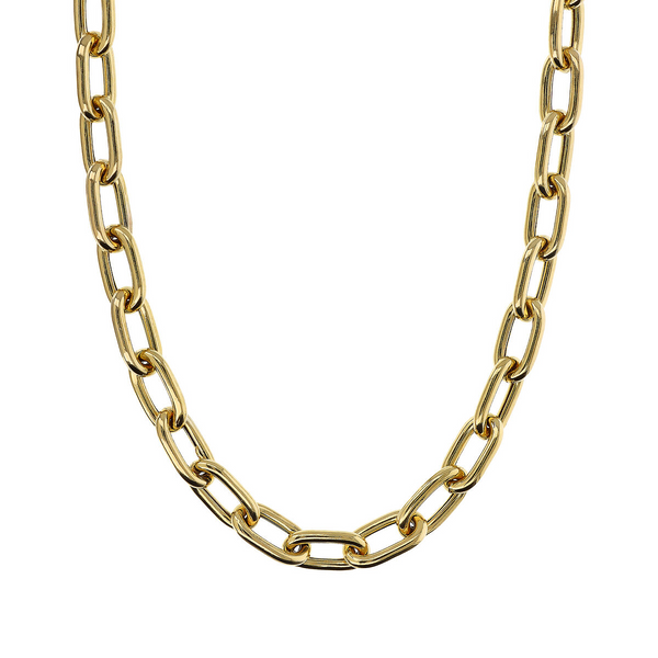 Oval Rolo Mesh Choker Necklace in 18Kt Yellow Gold plated 925 Silver