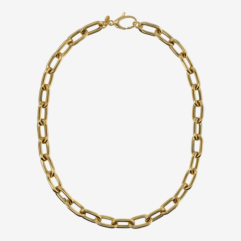 Oval Rolo Mesh Choker Necklace in 18Kt Yellow Gold plated 925 Silver