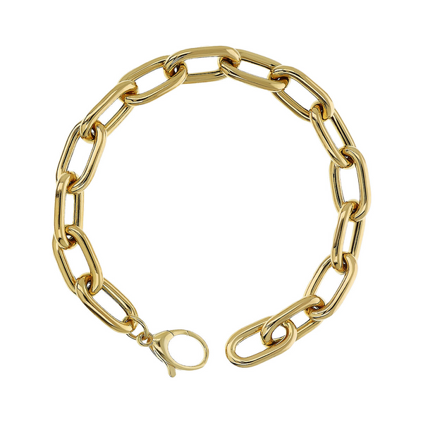 Bracelet maille ovale Rolo en argent 925 plaqué or jaune 18 carats