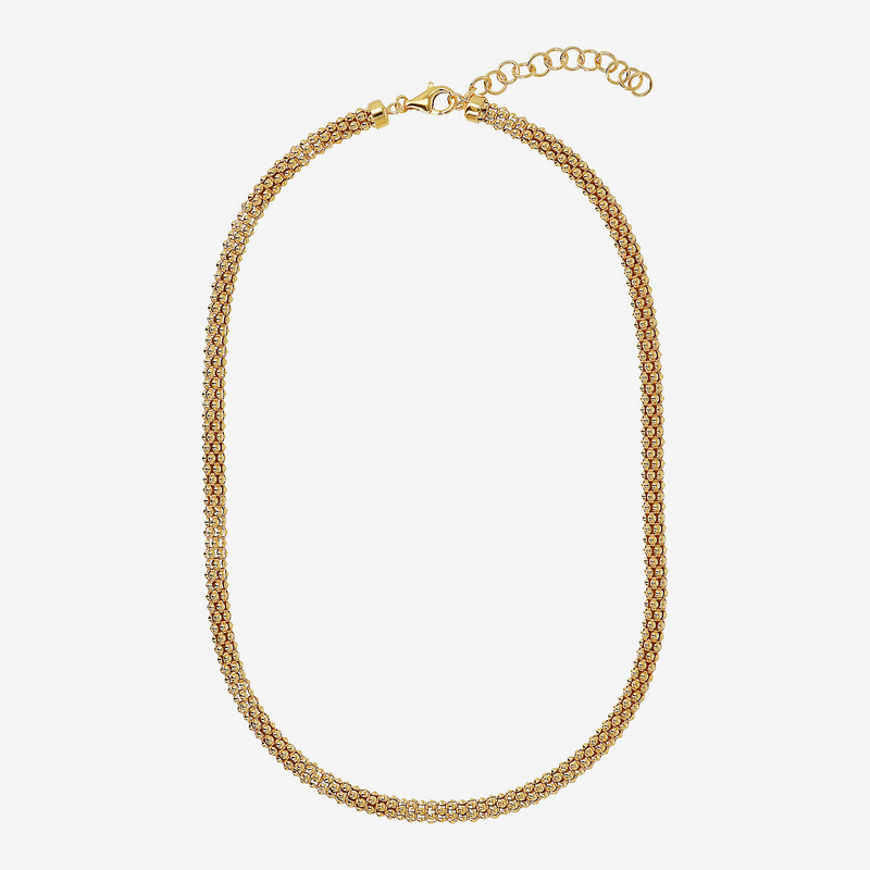 Popcorn Mesh Necklace in 18Kt Yellow Gold plated 925 Silver