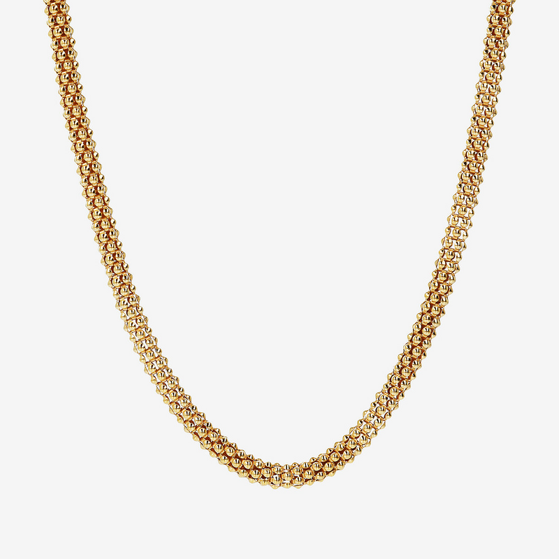 Popcorn Mesh Necklace in 18Kt Yellow Gold plated 925 Silver