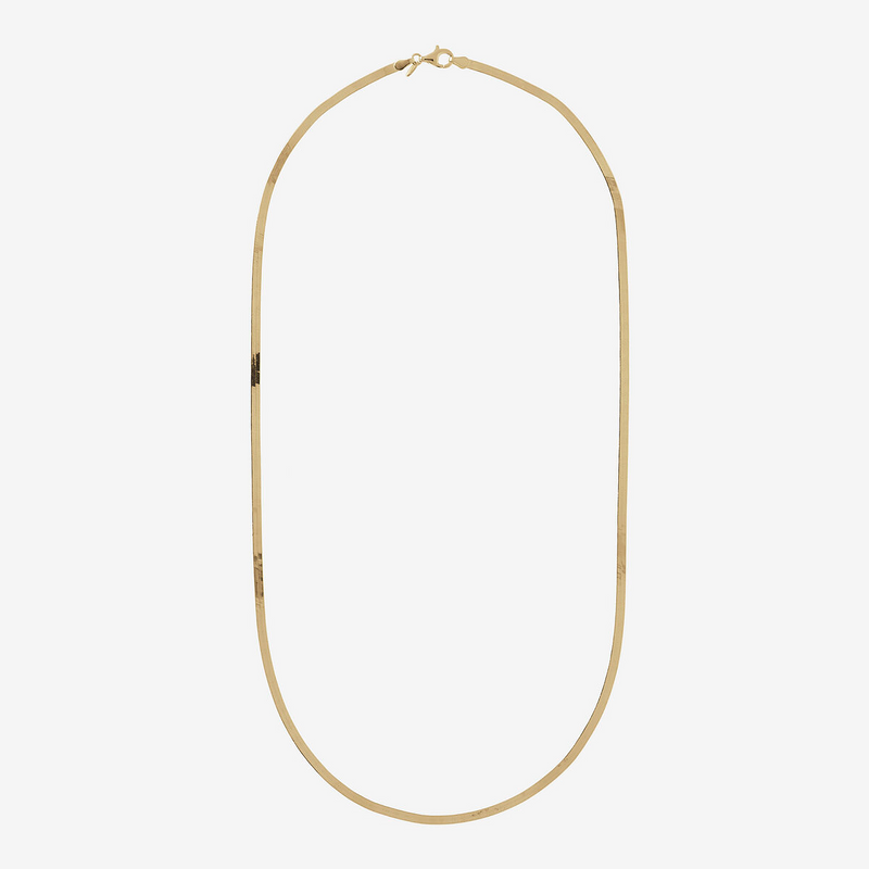 Long Flat Snake Link Necklace in 18Kt Yellow Gold Plated 925 Silver