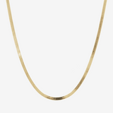 Long Flat Snake Link Necklace in 18Kt Yellow Gold Plated 925 Silver