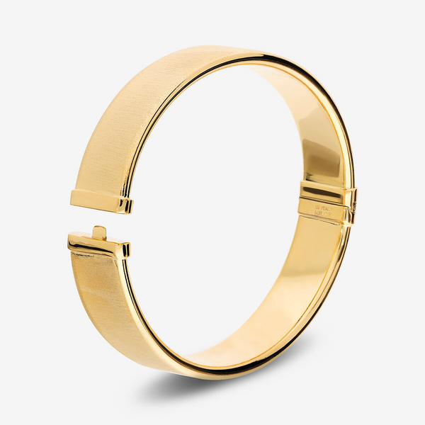 Bracciale Rigido Satinato in Argento 925 placcato Oro Giallo 18Kt