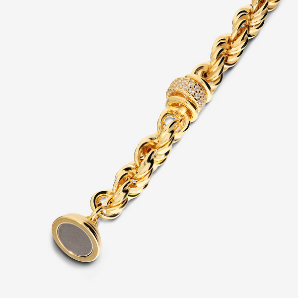 Bracciale Maglia Corda in Argento 925 placcato Oro Giallo 18Kt con Cubic Zirconia