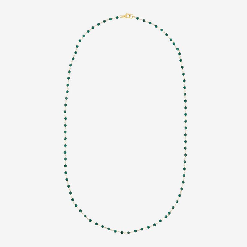 Rosary Necklace with Green Quartzite in 18Kt yellow Gold plated 925 Silver