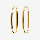 Large Elongated Oval Earrings in 18Kt Yellow Gold Plated 925 Silver