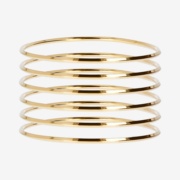 Set of 6 Rigid Bracelets in 18Kt Yellow Gold Plated 925 Silver