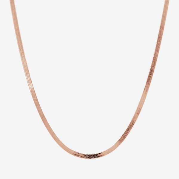 Long Flat Snake Necklace in 18Kt Rose Gold Plated 925 Silver