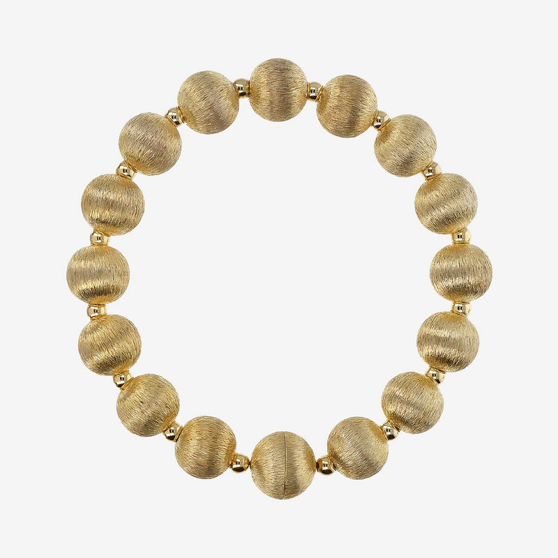 Bracelet in 925 silver 18kt yellow gold plated with satin-finished maxi beads and small polished spheres.