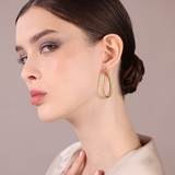 Wavy Oval Hoop Earrings in 18Kt Yellow Gold Plated 925 Silver