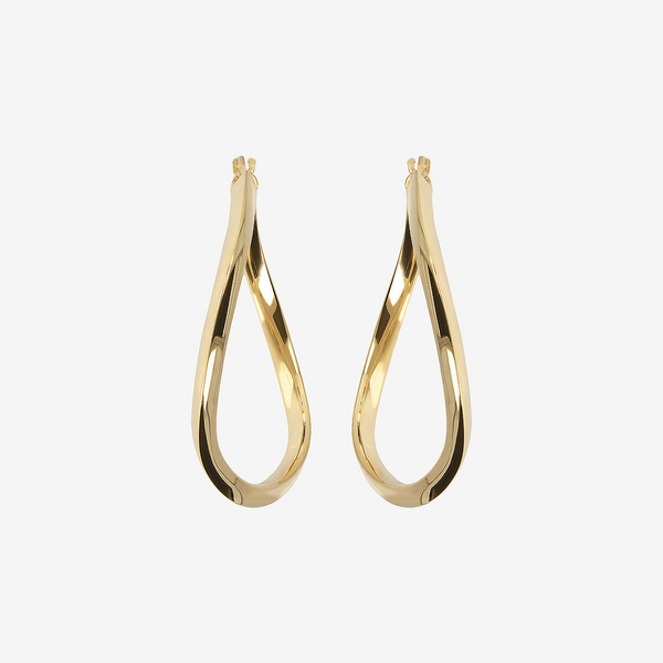 Wavy Oval Hoop Earrings in 18Kt Yellow Gold Plated 925 Silver