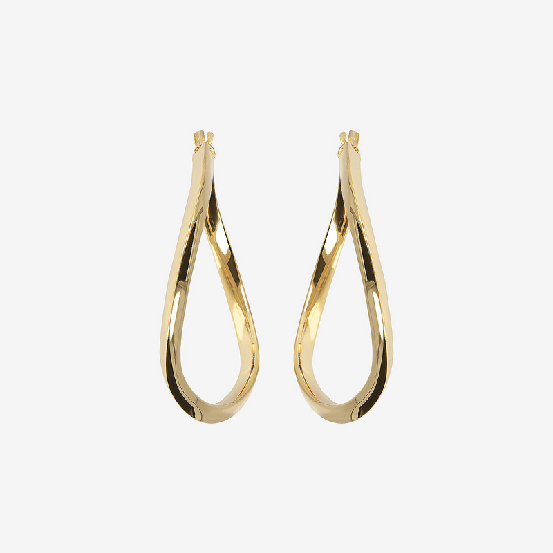 Wavy Oval Hoop Earrings in 18Kt Yellow Gold Plated 925 Silver