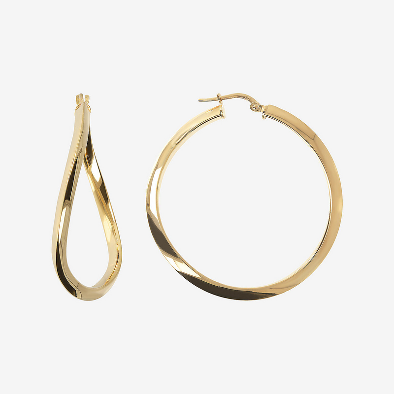 Wavy Oval Hoop Earrings in 18Kt Yellow Gold Plated 925 Silver