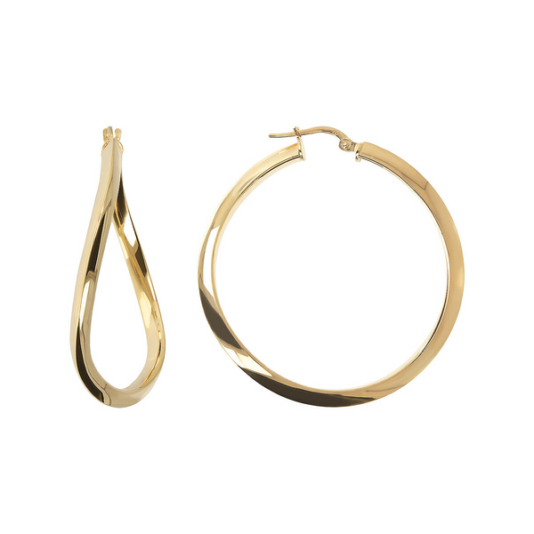 Wavy Oval Hoop Earrings in 18Kt Yellow Gold Plated 925 Silver