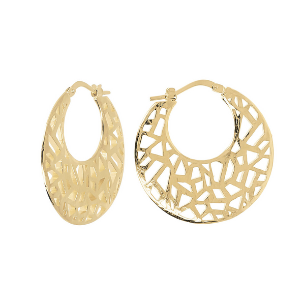 Hoop Earrings in 18Kt Yellow Gold Plated 925 Silver Mosaic Design