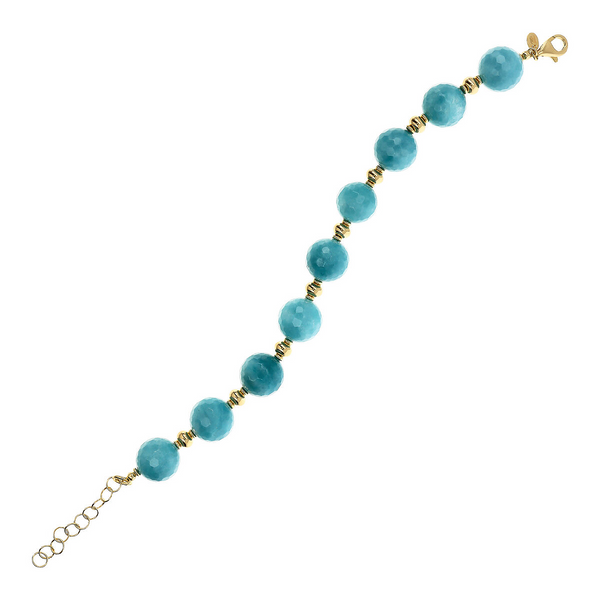 18kt Yellow Gold Plated 925 Silver Bracelet with Natural Quartzite Stone Spheres